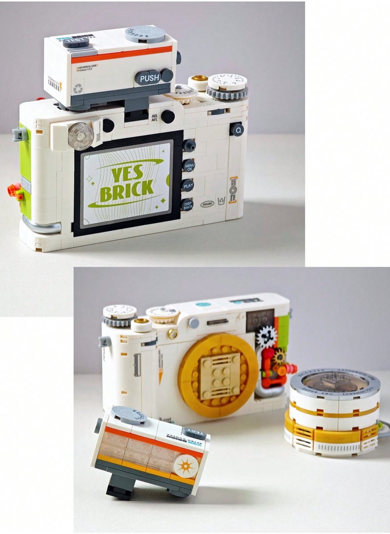 Retro Camera Building Block Set – Vintage Photography Model Kit, Creative Assembly Toy for Photography Lovers, Durable Mini Brick Construction, Ideal for Decoration & Gift Collection, Perfect for Christmas & New Year