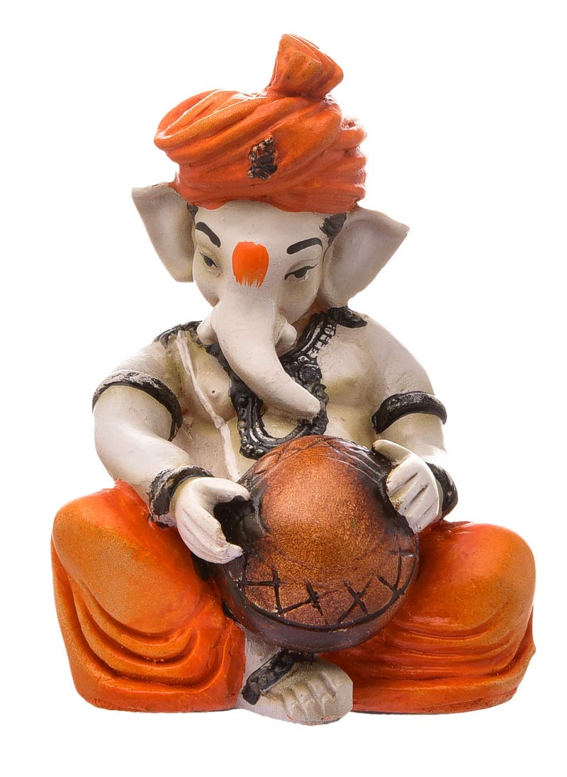 Aadaa Musical Ganesha Polyresin Figurine 8x13x8 in Multicolor