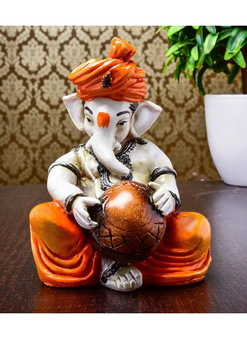 Aadaa Musical Ganesha Polyresin Figurine 8x13x8 in Multicolor