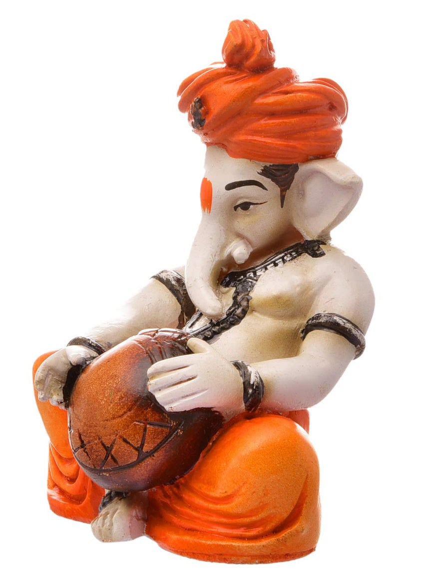 Aadaa Musical Ganesha Polyresin Figurine 8x13x8 in Multicolor