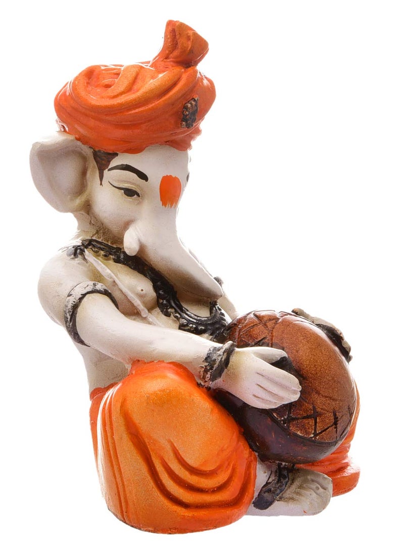 Aadaa Musical Ganesha Polyresin Figurine 8x13x8 in Multicolor