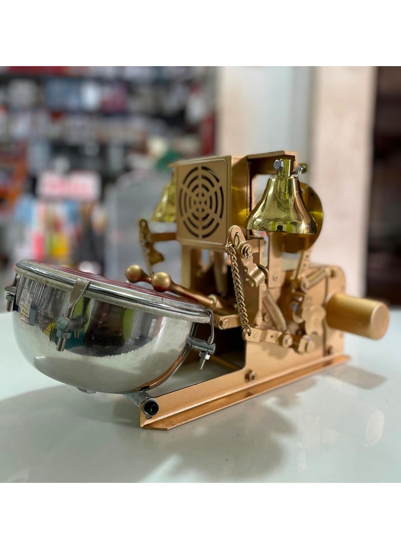 Fully Automatic Electric Arti Machine Nagara With Sankh Sound For Home Temple Copper 2 Pooja Bell Dholak And Sankh Speaker For Pooja Room Atri Machine with DrumBells with Adjustable Arti TempoRhythm