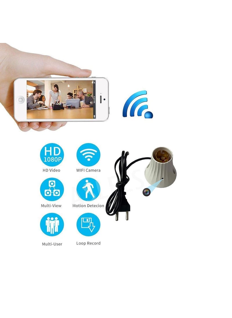 Asleesha Latest Bulb Holder Camera Day Vision 4K Audio Video Recording Watch Live 24 Hours Small Surveillance Security Camera