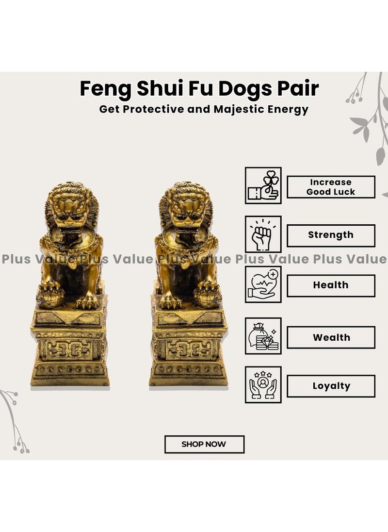 Plus Value Feng Shui Fu Dogs Imperial Guardian Lions Foo Dogs Pair for Home Office Protection