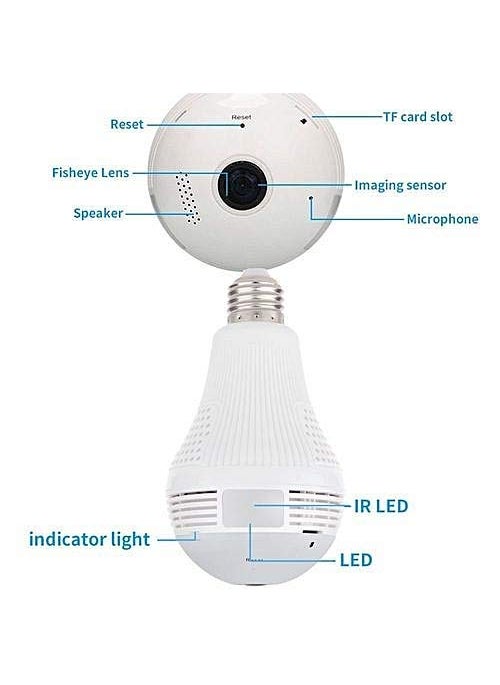 Asleesha Spy Bulb Camera 1080P WiFi Home HD Video 360 Panoramic spy Lamp Light Bulb Hidden Camera Home Security Surveillance Baby Monitor CCTV Invisible Nanny Cams Remote View