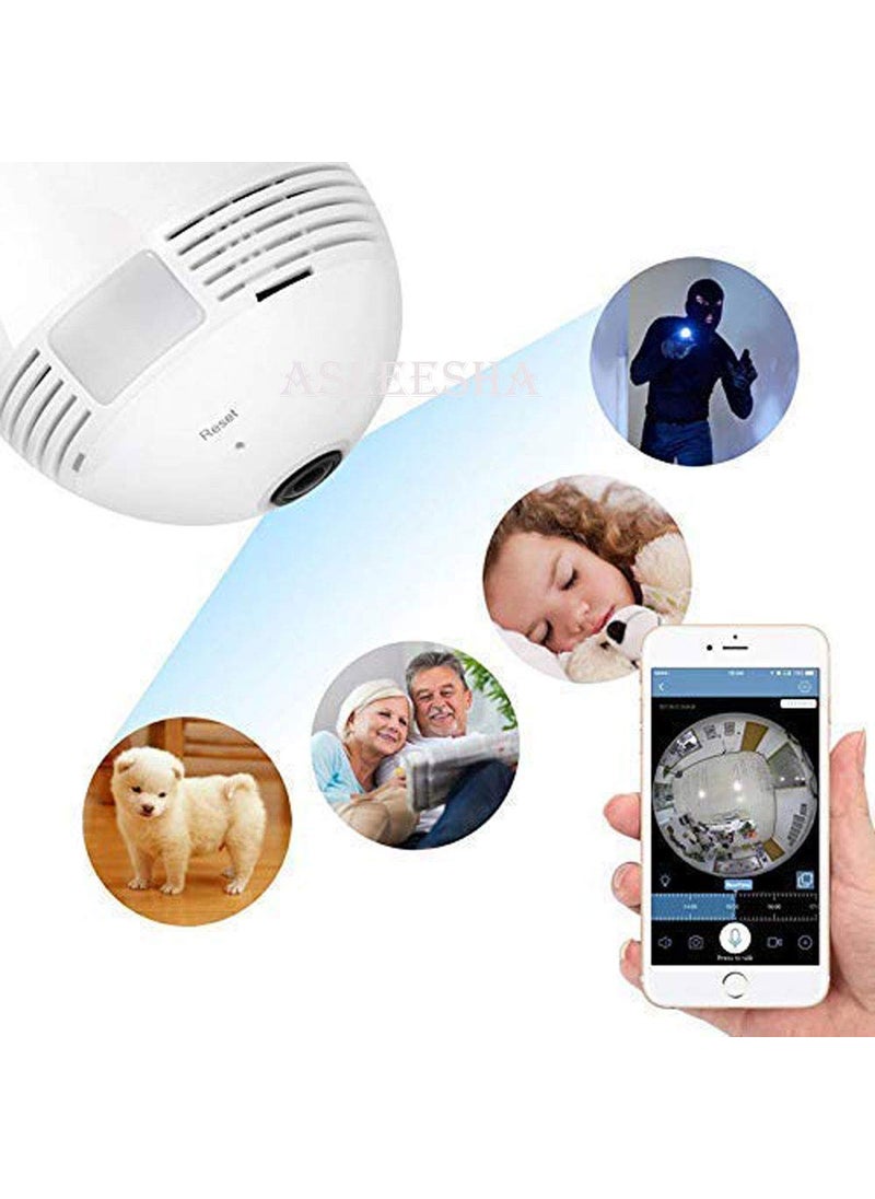 Asleesha Spy Bulb Camera 1080P WiFi Home HD Video 360 Panoramic spy Lamp Light Bulb Hidden Camera Home Security Surveillance Baby Monitor CCTV Invisible Nanny Cams Remote View