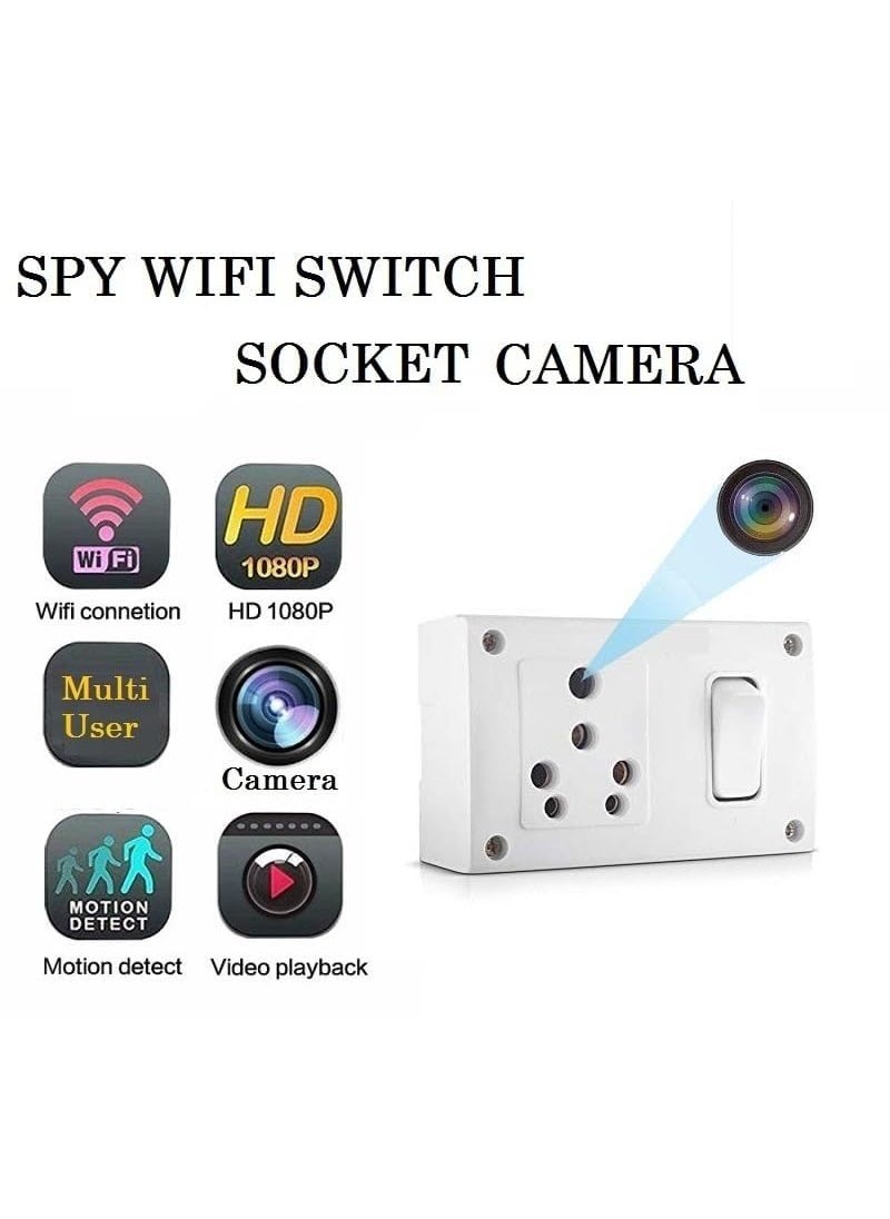 IC Plus Spy Camera 1080P HD Hidden Switch Socket Camera WiFi Wireless Motion Detection AC Power Remote App Control Camera Home Kids Baby Pet Monitoring Camera