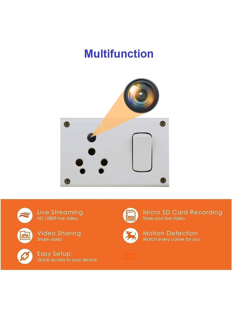 IC Plus Spy Camera 1080P HD Hidden Switch Socket Camera WiFi Wireless Motion Detection AC Power Remote App Control Camera Home Kids Baby Pet Monitoring Camera