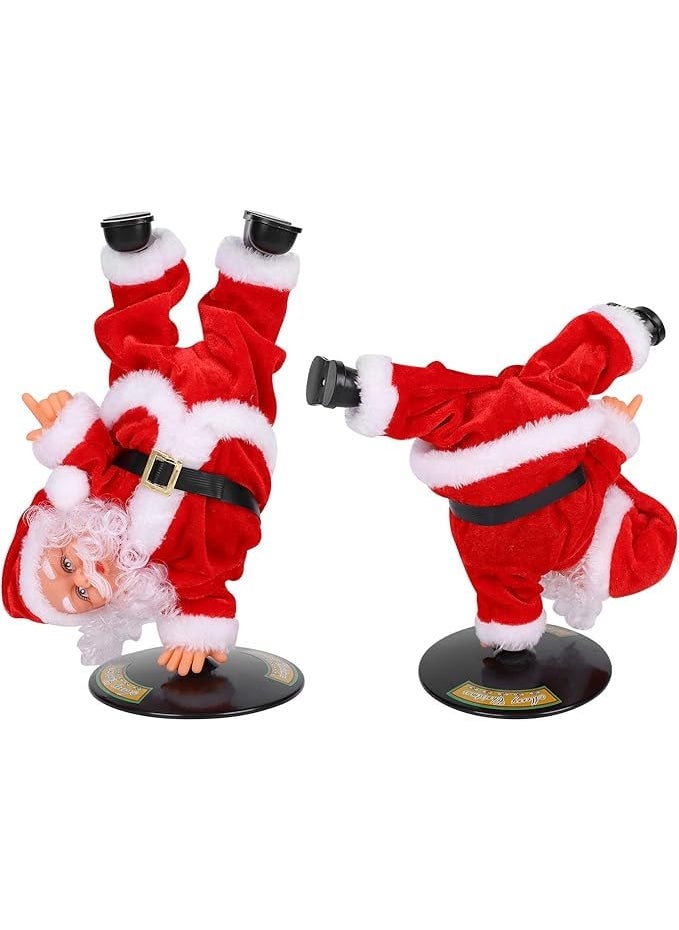 Pepstter Christmas Funny Santa Dancing and Singing Inverted Santa Electric Rotating Santa Claus Doll Holiday Interactive Moving Figure Festive Musical Ornament Xmas Funny Decoration