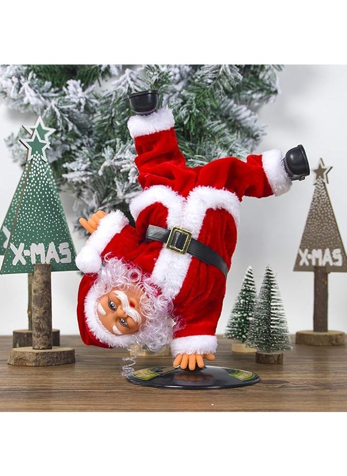 Pepstter Christmas Funny Santa Dancing and Singing Inverted Santa Electric Rotating Santa Claus Doll Holiday Interactive Moving Figure Festive Musical Ornament Xmas Funny Decoration