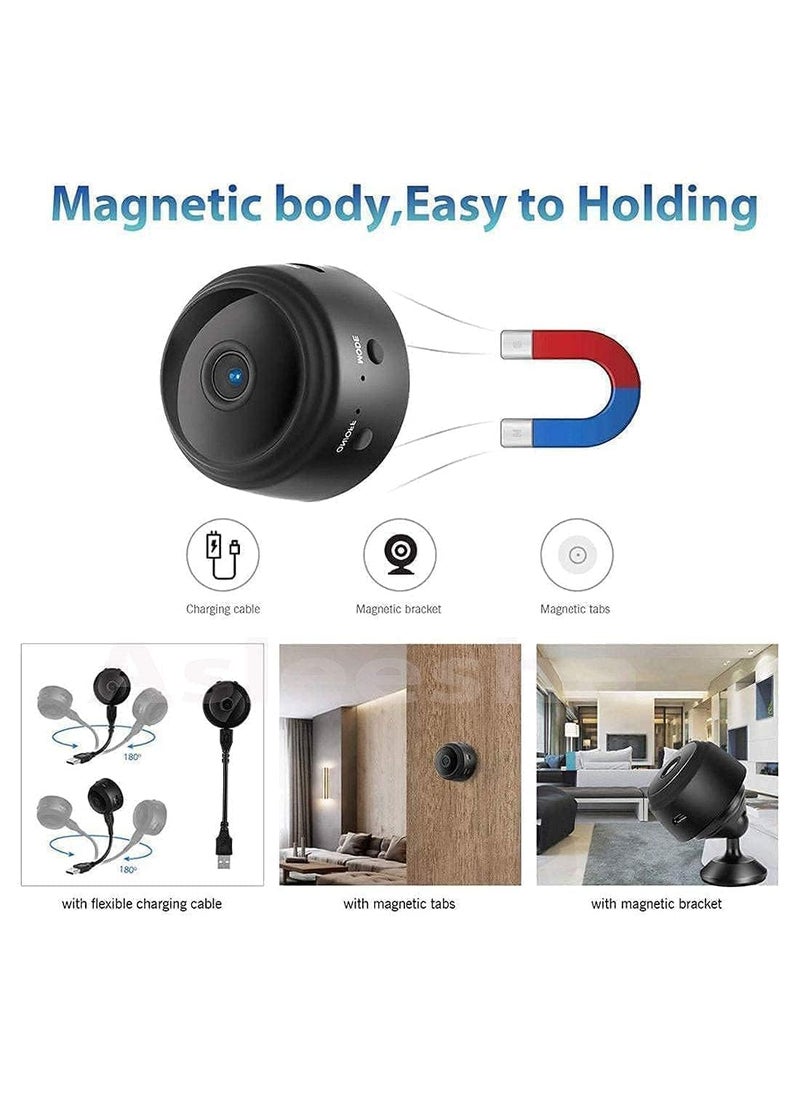 SUNBEET Eyetech Wireless WiFi HD 1080p Mini Portable Security Camera Cameras with Indoor Video Recorder Small Low Light Vision Portable Magnetic Home Office and Baby Monitor