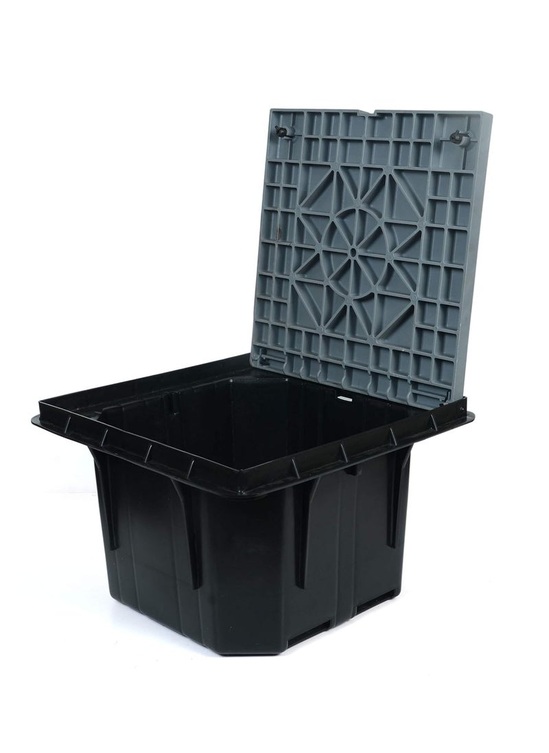 PIEC Earth inspection housing Big Size with hinge and lock built in Works with earth rodfunnelpipe in pipe Size 500 x 500 x 300 mm H Big internal size 400 x 400 x 295 H mm