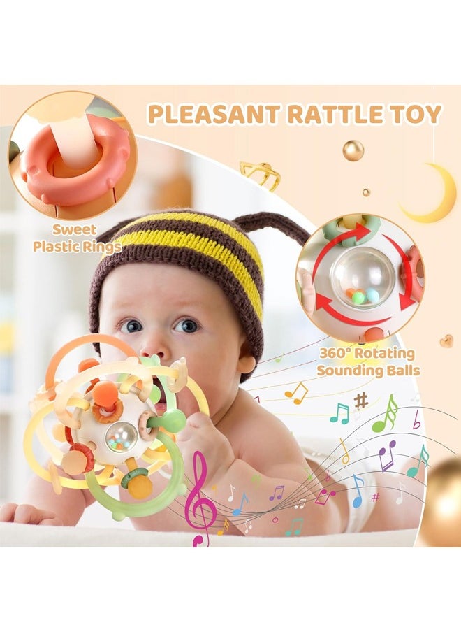 Baby Sensory Teething Teether Toys, Infant Montessori Toys, Silicone Baby Rattle Balls Toys, Baby Chew Toys for 3-6-12-18 Months Sucking Needs, Teethers Relief, BPA Free