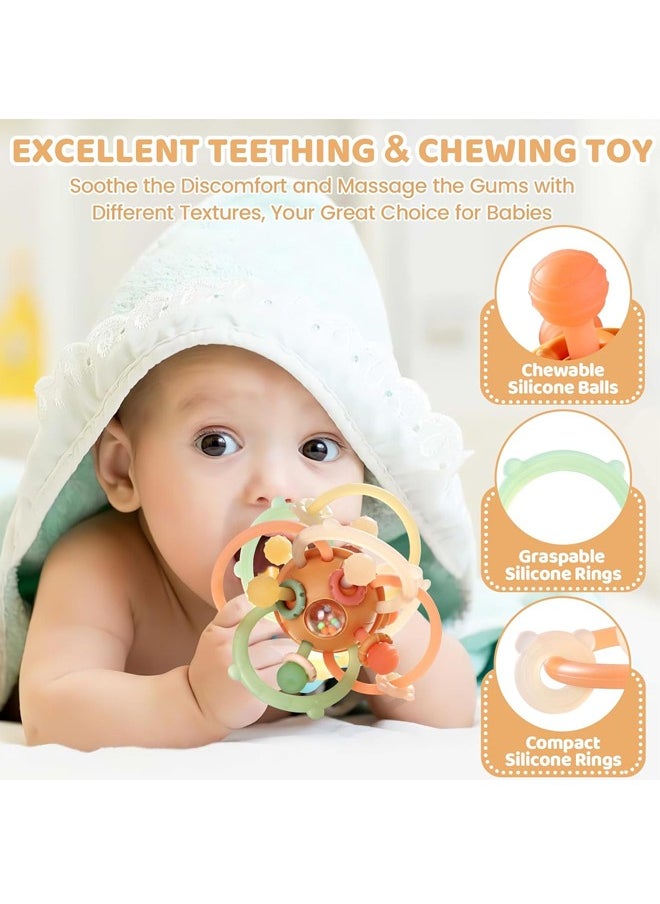 Baby Sensory Teething Teether Toys, Infant Montessori Toys, Silicone Baby Rattle Balls Toys, Baby Chew Toys for 3-6-12-18 Months Sucking Needs, Teethers Relief, BPA Free