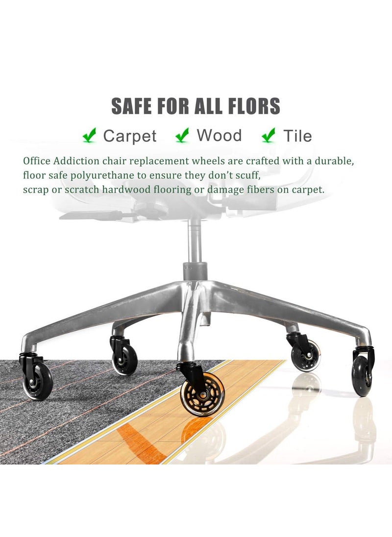 7Seas 3Inch Universal Fit pack of 5Pcs Caster Wheels Soft And Smooth Rolling Wheel For All Types Of Gaming anf Ofice Chair 360Degree Rotating Swiwel Wheel For Chairs and Desk For Easy Rolling