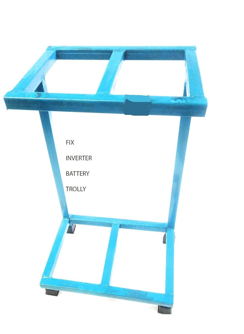 RAJCHAIR Single UPS Battery Inverter Trolly Stands for HomeOffice Flat Tubular Battery 1inch Heavy Pipe 25 Inch Height in 4leg Blue