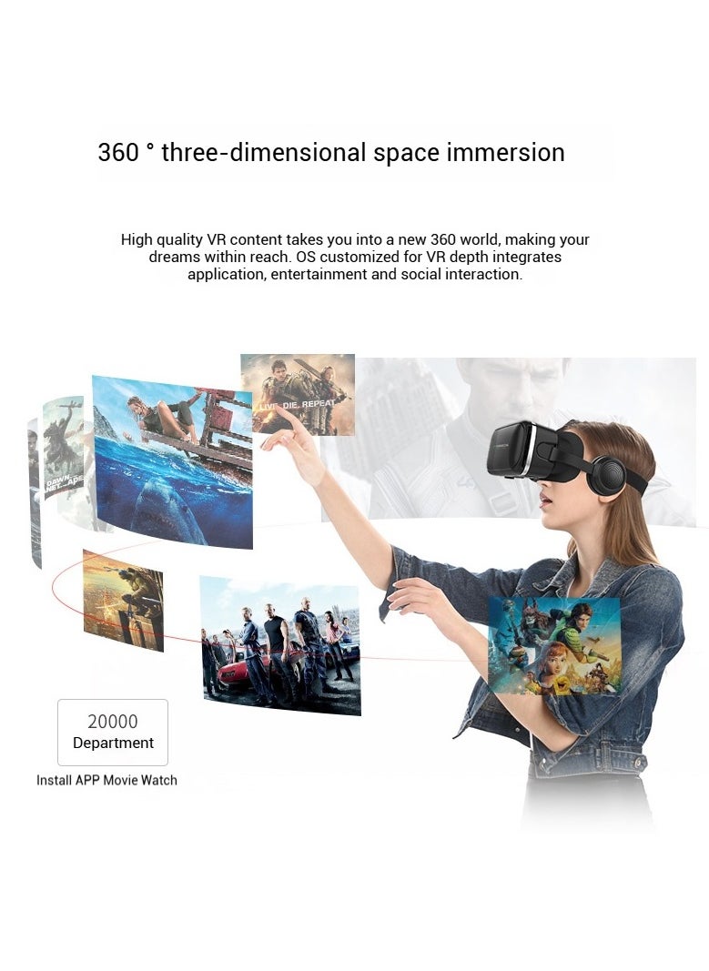 3D VR Box 3D VR Glasses for TV, Movies, And Video Games, VR Headset With Remote Control, Virtual Reality Headset Compatible With IPhone/Android Phones, Compatible With 4.7-6.53 Inches