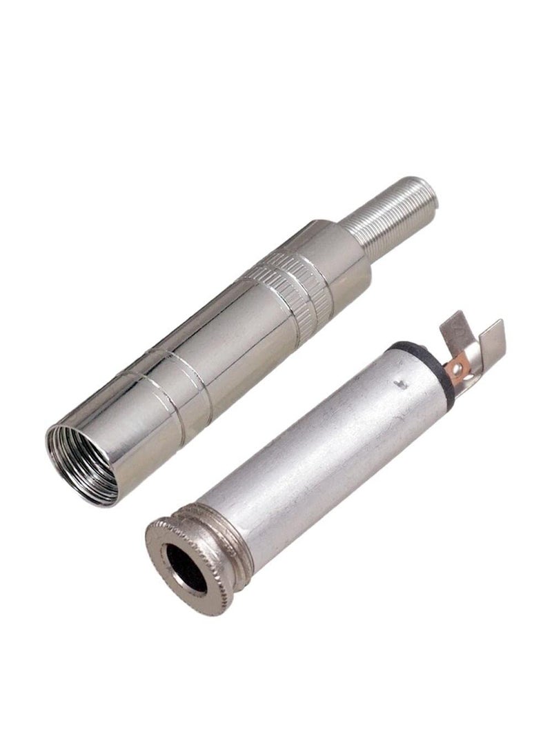 Hits Kabel 4 Pieces 14 Audio 635 mm TRS Female 14 inch Solder Type Straight Connector 635mm Stereo Female Socket Audio Plug Jack Connector Amplifier Microphone Plugs Adaptor
