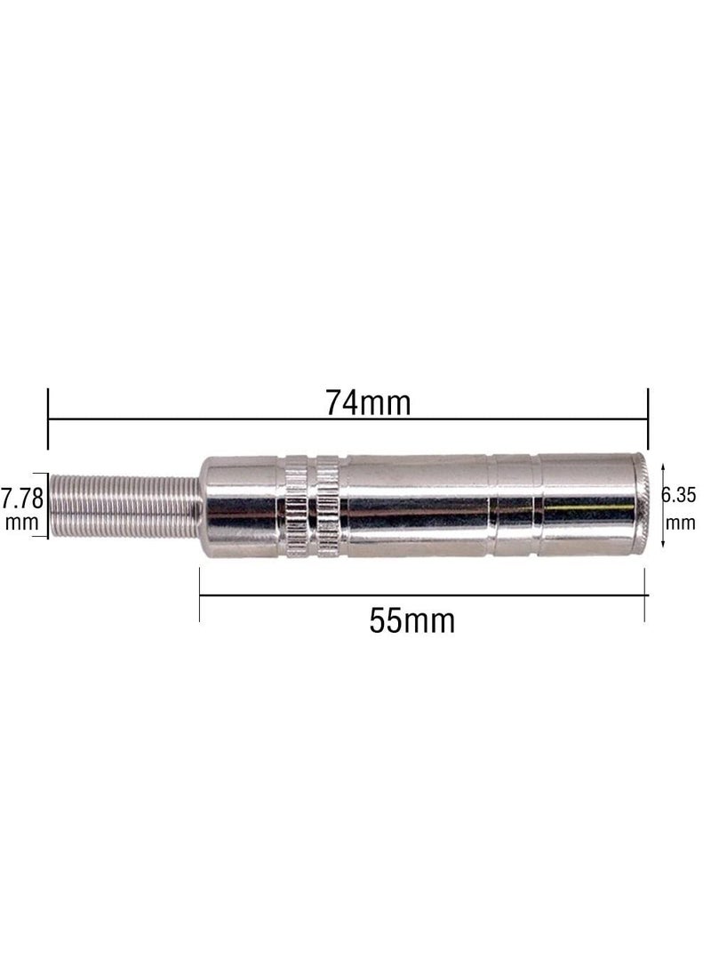 Hits Kabel 4 Pieces 14 Audio 635 mm TRS Female 14 inch Solder Type Straight Connector 635mm Stereo Female Socket Audio Plug Jack Connector Amplifier Microphone Plugs Adaptor