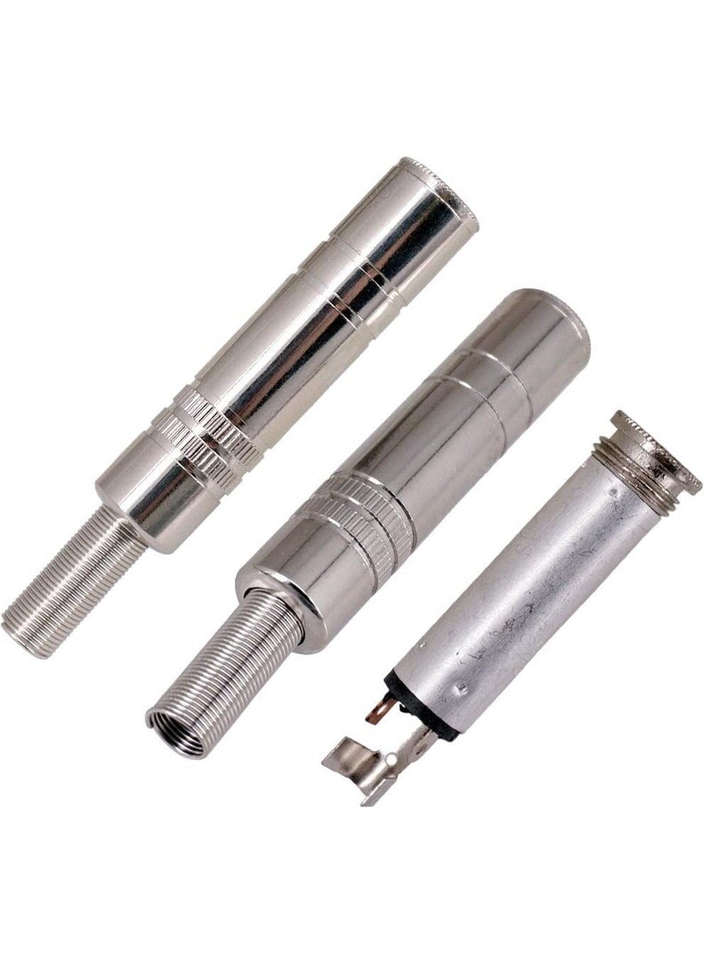 Hits Kabel 4 Pieces 14 Audio 635 mm TRS Female 14 inch Solder Type Straight Connector 635mm Stereo Female Socket Audio Plug Jack Connector Amplifier Microphone Plugs Adaptor