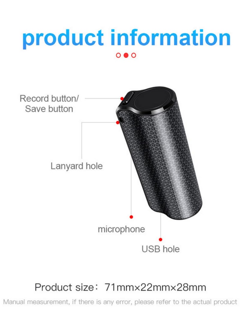 Q70 500 Hour Voice Recorder Magnetic USB Flash Drive Audio Dictaphone MP3 Player Sound Activated Long Battery Life Strong Magnet Time Stamp Noise Reduction 8GB