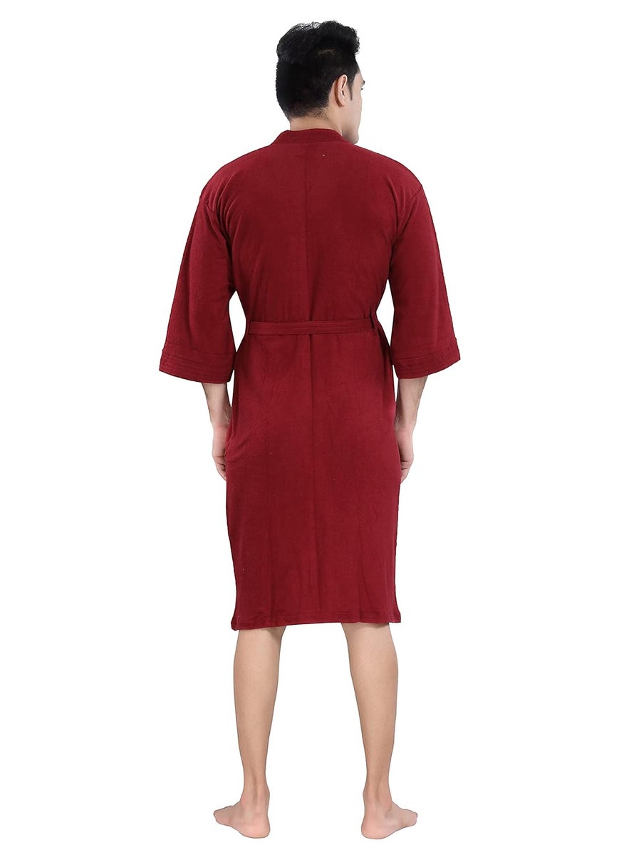 LacyLook Premium Mens Bathrobe Mens Soft Terry Cotton Bathrobe Full Maroon S Maroon