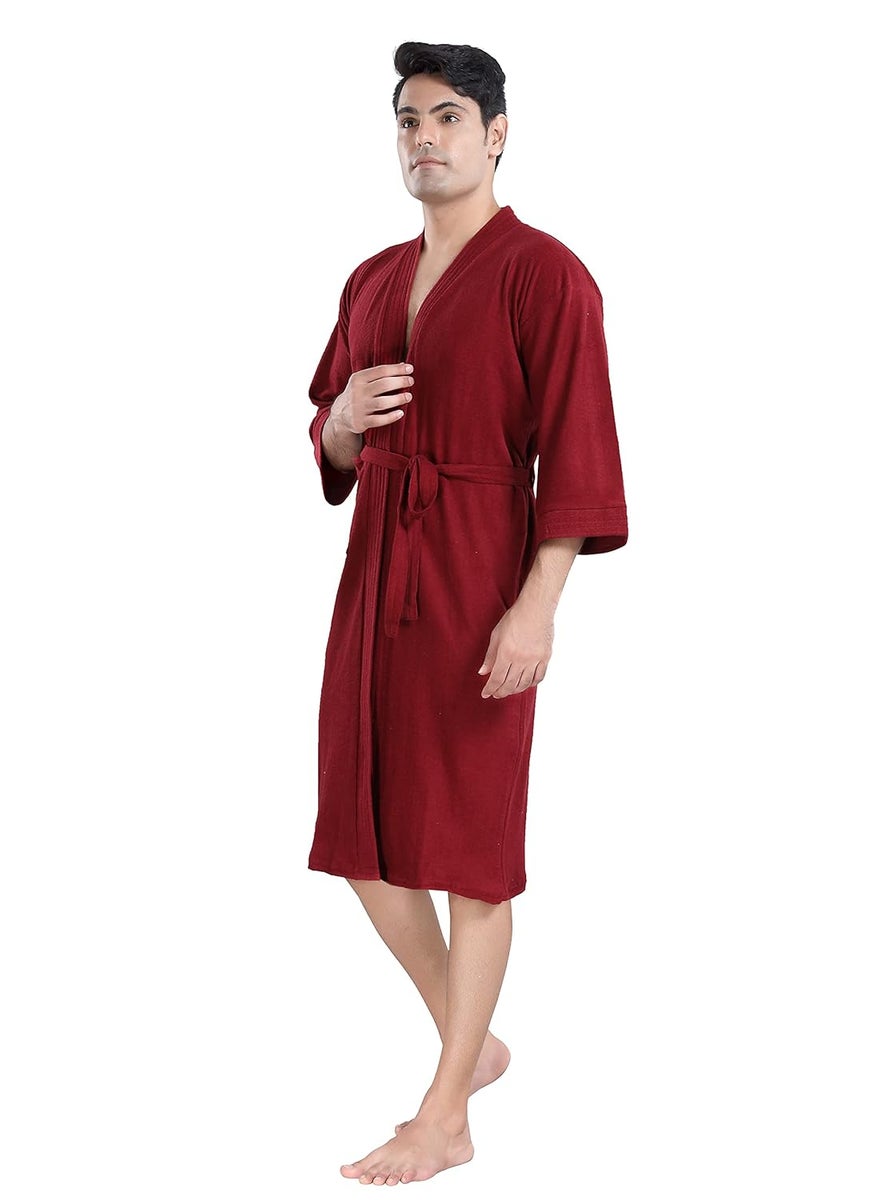 LacyLook Premium Mens Bathrobe Mens Soft Terry Cotton Bathrobe Full Maroon S Maroon