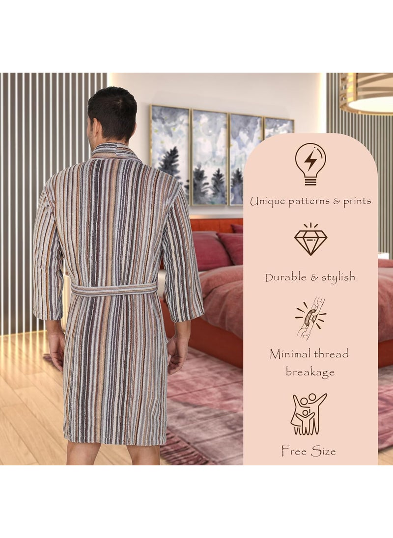Rangoli 100 Cotton Bathrobe for Men 450 GSM Unisex bath robes with Pockets Lightweight Highly Absorbent Luxurious Full Sleeves Bath GownBath Robe Off White