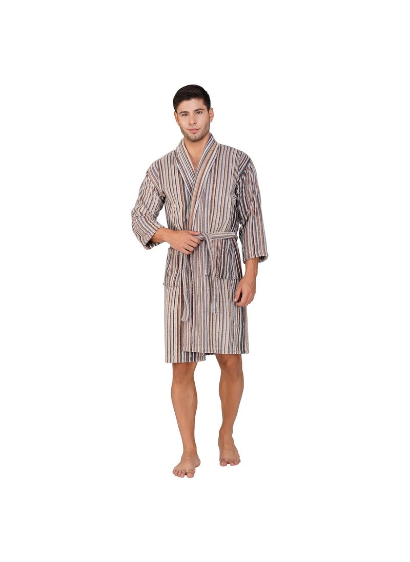 Rangoli 100 Cotton Bathrobe for Men 450 GSM Unisex bath robes with Pockets Lightweight Highly Absorbent Luxurious Full Sleeves Bath GownBath Robe Off White