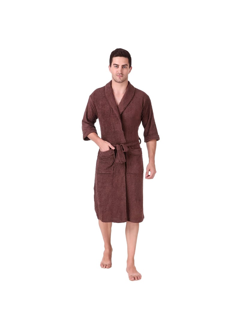 Comfortlooms Mens Bath Robe Full Sleeve Cotton Bathrobe Suitable for BirthdayAnniversaryDiwaliCouplewedding Gift 250 GSM