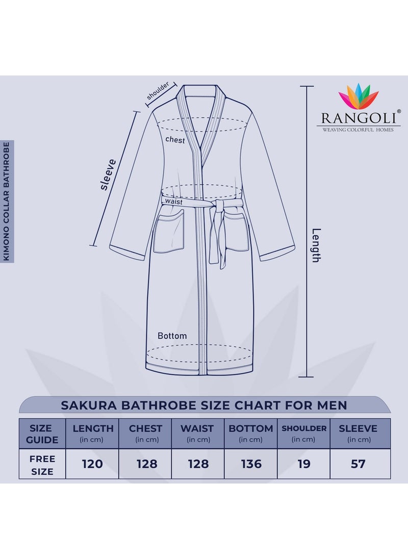 Rangoli Sakura 100 Cotton Bathrobes For Men 420 GSM Ultrasoft Lightweight Highly Absorbent Luxurious Bath GownBath Robe for Men Perfect For Gym Spa Hotel Robe Ivory XL