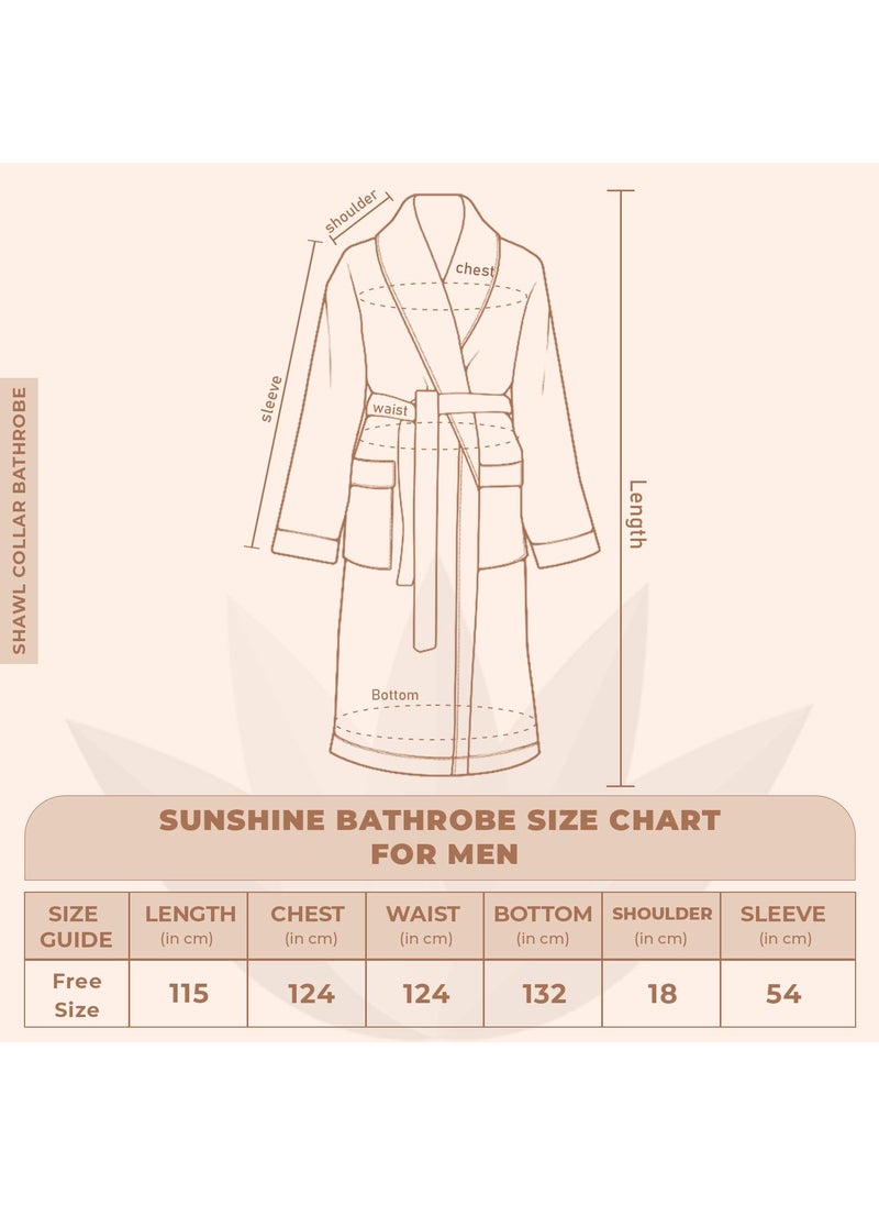 Rangoli Prima Dream 100 Cotton Bathrobe for Men500 GSM Unisex bath robes with Pockets Lightweight Highly Absorbent Luxurious Full Sleeves Bath GownBath Robe GreyXL
