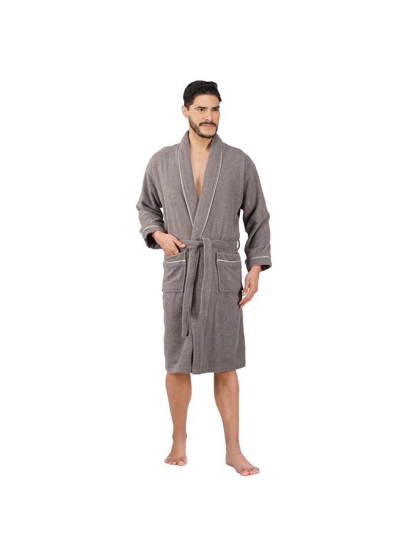 Rangoli Prima Dream 100 Cotton Bathrobe for Men500 GSM Unisex bath robes with Pockets Lightweight Highly Absorbent Luxurious Full Sleeves Bath GownBath Robe GreyXL