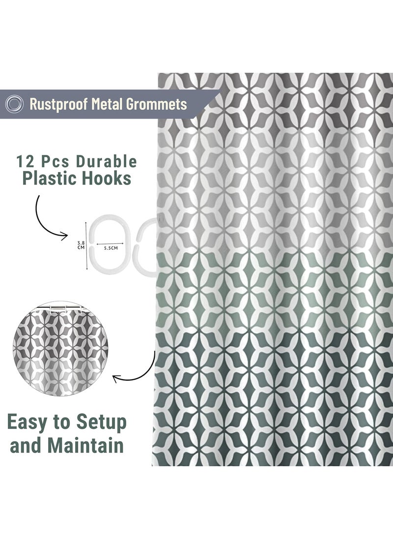 HOMETHREADS Embrace Luxury with Our 65Feet Long Premium Polyester Shower Curtain with 12 Hooks for a Lavish Bathroom Ambiance Stylish Splendid and Perfectly Sized 180x200cm Four_Shade