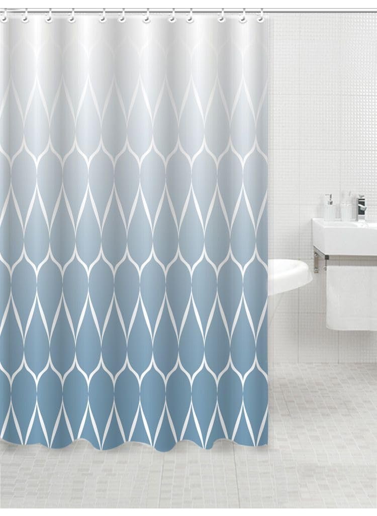 HOMETHREADS Embrace Luxury with Our 6Feet Long Premium Polyester Shower Curtain with 12 Hooks for a Lavish Bathroom Machine Washable 180x180cm Blue