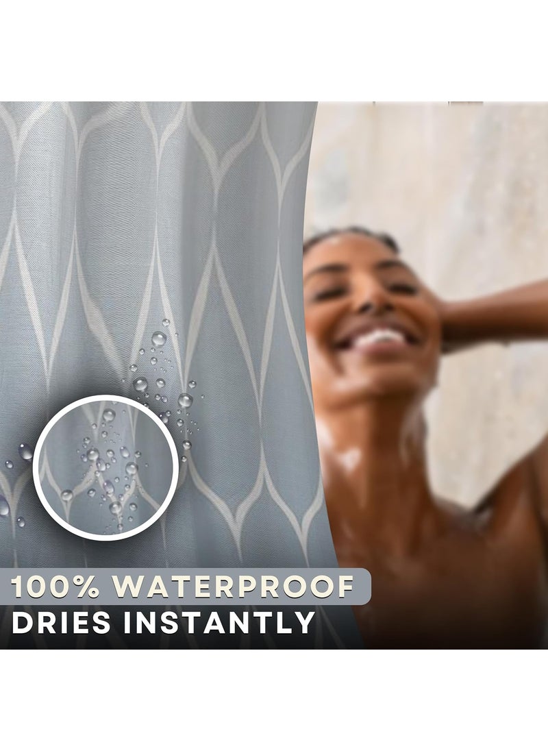 HOMETHREADS Embrace Luxury with Our 6Feet Long Premium Polyester Shower Curtain with 12 Hooks for a Lavish Bathroom Machine Washable 180x180cm Blue