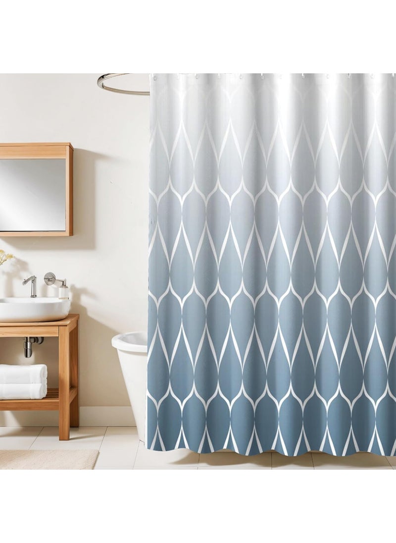 HOMETHREADS Embrace Luxury with Our 6Feet Long Premium Polyester Shower Curtain with 12 Hooks for a Lavish Bathroom Machine Washable 180x180cm Blue