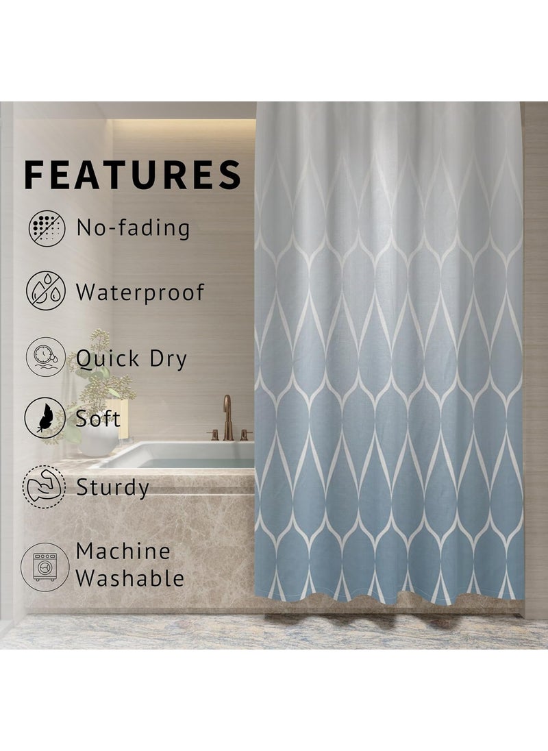HOMETHREADS Embrace Luxury with Our 6Feet Long Premium Polyester Shower Curtain with 12 Hooks for a Lavish Bathroom Machine Washable 180x180cm Blue
