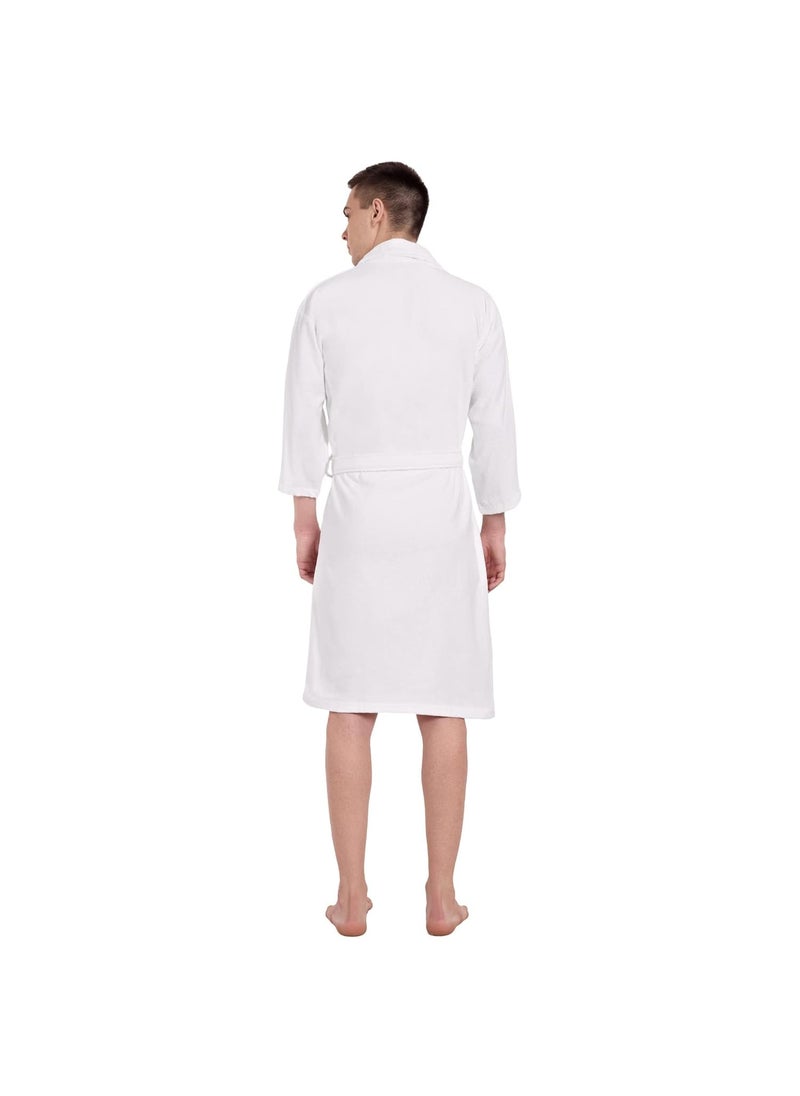 Dreamweavers Soft and Light Weight Terry Pure Cotton Deluxe Shawl Collar Unisex Bathrobe for Spa Shower White Medium