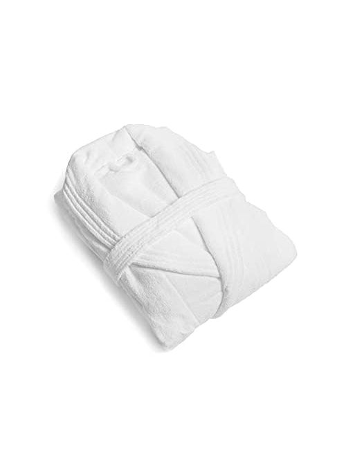 Dreamweavers Soft and Light Weight Terry Pure Cotton Deluxe Shawl Collar Unisex Bathrobe for Spa Shower White Medium