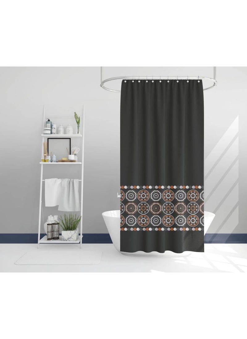 HOMETHREADS Embrace Luxury with Our 6Feet Long Premium Polyester Shower Curtain with 12 Hooks for a Lavish Bathroom Ambiance Stylish Splendid and Perfectly Sized 180x180cm Black_Boarder