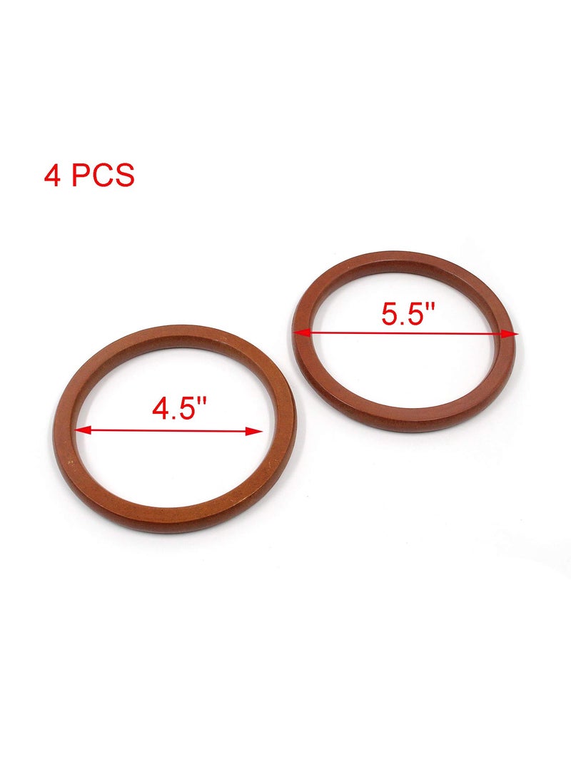 Geesatis Decorative Handle 4 pcs Wooden Round Shaped Handles for Handmade Bag Handbags Purse Handles Replacement Tool Light Brown DIY Handmade Accessory Outside Diameter 55 inch