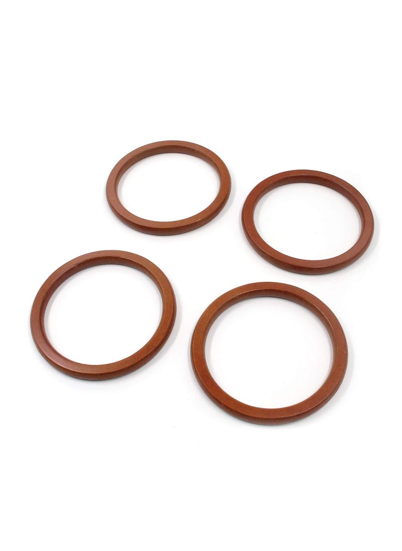 Geesatis Decorative Handle 4 pcs Wooden Round Shaped Handles for Handmade Bag Handbags Purse Handles Replacement Tool Light Brown DIY Handmade Accessory Outside Diameter 55 inch