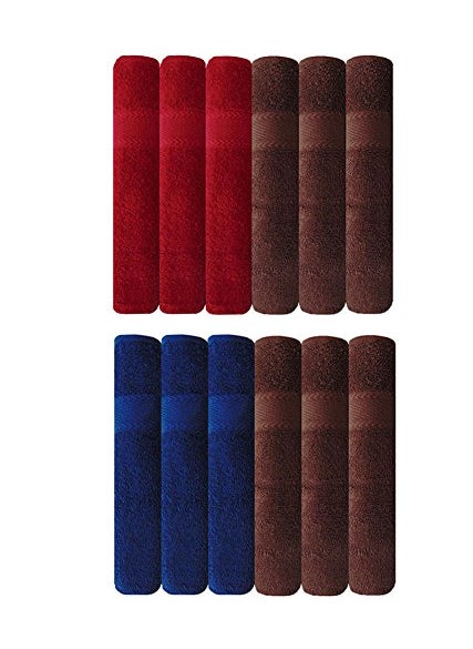 AKIN TOWEL Premium 500 GSM Multicolor Cotton Hand Towels Set of 12