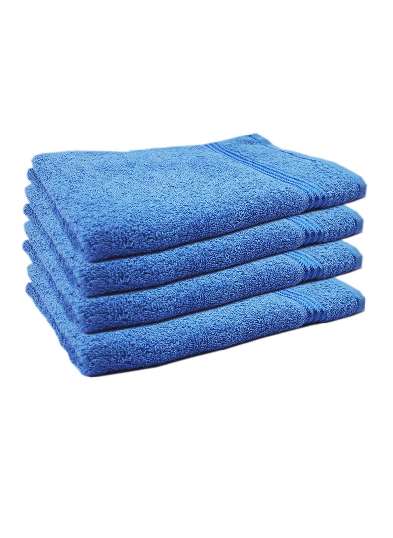 Space Fly Love Touch Good Looking Plain Blue Super Absorbent Cotton Hand Towels 4 Pieces