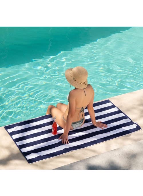 Lavish Street Large Beach Pool Towel 30x60 Oversized Cabana Stripe Hotel QualityLuxuriously Soft Absorbent Plush Towel