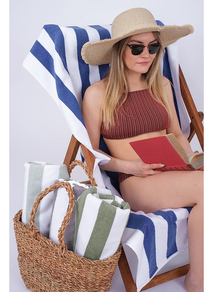 AMZ Large Beach Pool Towel 30x60 Oversized Cabana Stripe Hotel QualityLuxuriously Soft Absorbent Plush Towel
