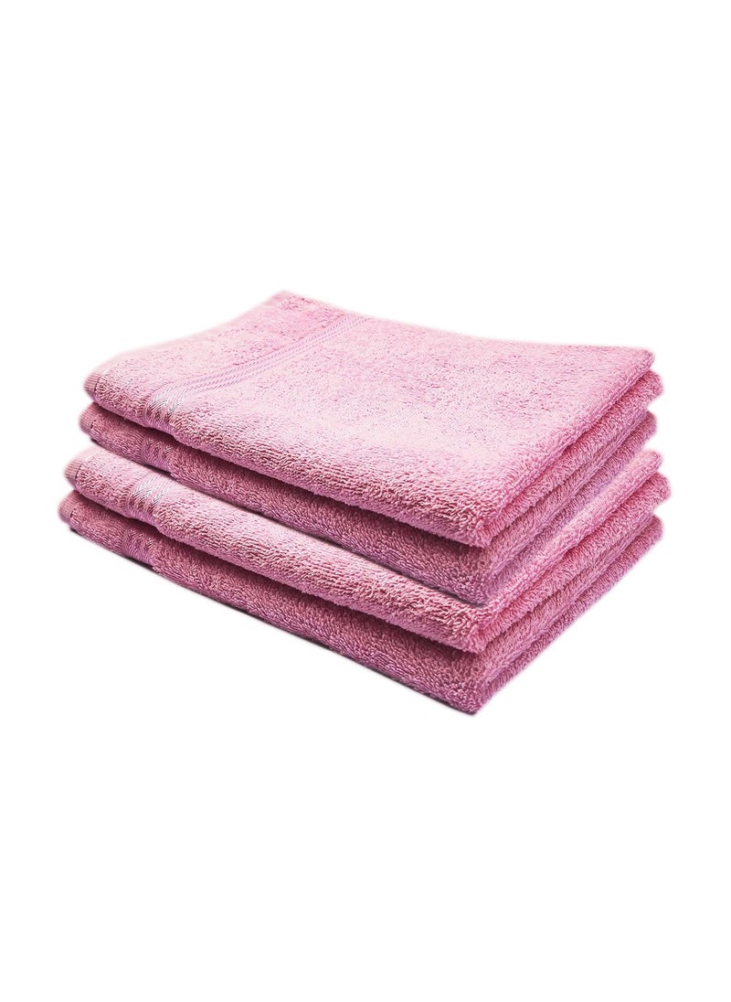 Space Fly Love Touch Good Looking Plain Pink Super Absorbent Cotton Hand Towels 4 Pieces