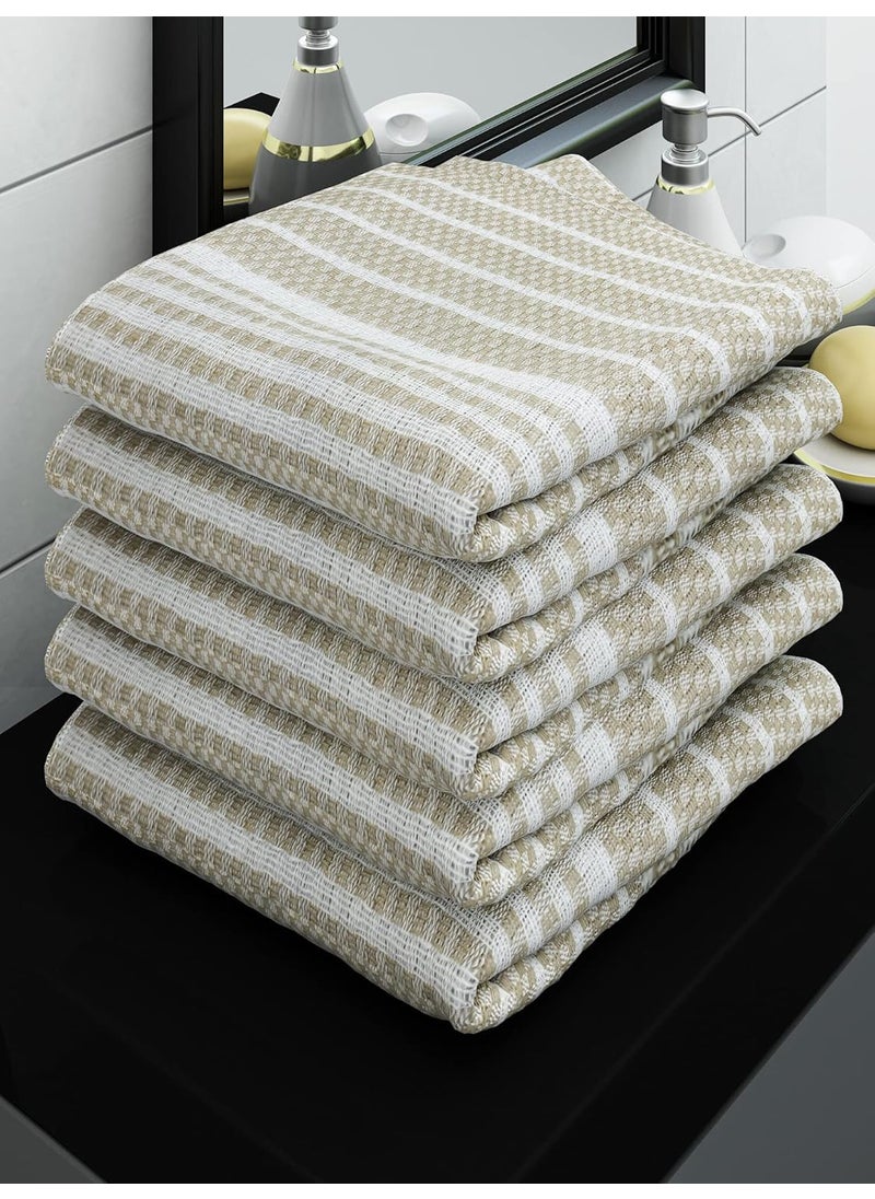 Athom Trendz Living Ecosaviour Premium Cotton Bath Towel Amor Beige Pack of 5