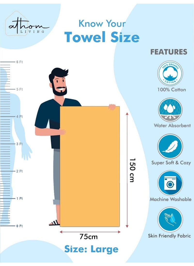 Athom Trendz Living Ecosaviour Premium Cotton Bath Towel Amor Beige Pack of 5